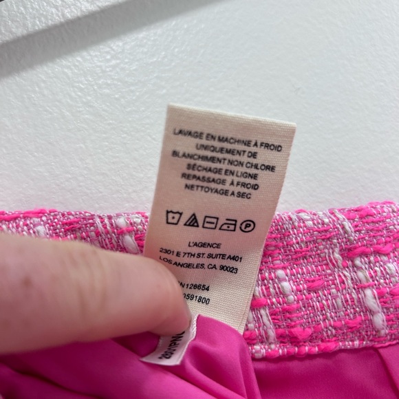 L'Agence Ashton Tweed Short Pink White High Waist, Size 8 - Picture 10 of 11